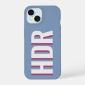 ブルーとピンクのシャドーモノグラムとグルービーな名前 iPhone 15ケース (裏面)