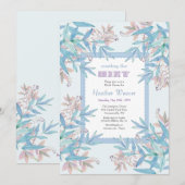 ブルーとピンクのシャワーの招待状 招待状 (正面/裏面)