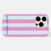 ブルーとピンクのストライプのカスタマイズ可能な名前のスマホケース Case-Mate iPhoneケース (裏面 (横))