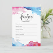 ブルーとピンクのスプラッシュ ベイビー シャワーの願い 赤ちゃんのために 招待状 (スタンド正面)
