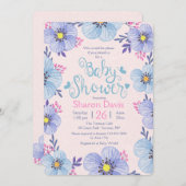 ブルーとピンクのベビーシャワー招待状 招待状 (正面/裏面)