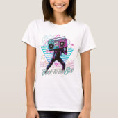 ブルーとピンクのレトロな80年代に戻るTシャツ Tシャツ (正面)