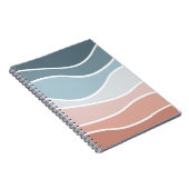 ブルーとピンクのレトロスタイル波デザイン ノートブック (右側)