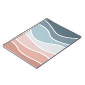 ブルーとピンクのレトロスタイル波デザイン ノートブック (左側)