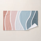 ブルーとピンクのレトロスタイル波デザイン バスタオルセット (ハンドタオル)