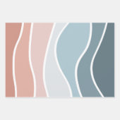 ブルーとピンクのレトロスタイル波デザイン ラッピングペーパーシート (正面)