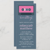 ブルーとピンクのレトロミキステープ結婚ス 招待状 (正面/裏面)