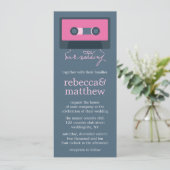 ブルーとピンクのレトロミキステープ結婚ス 招待状 (スタンド正面)