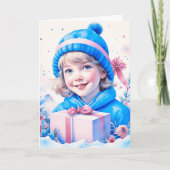 ブルーとピンクのヴィンテージの女の子 カード (正面)