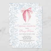 ブルーとピンクの弓ブライダルシャワーの招待状 招待状 (正面/裏面)