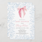 ブルーとピンクの弓ベビーシャワーの招待状 招待状 (正面/裏面)