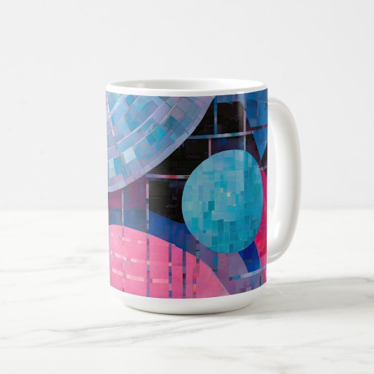 ブルーとピンクの微妙な色合い(抽象芸術) コーヒーマグカップ (正面右)