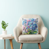 ブルーとピンクの忘れな草の花の水彩画 クッション (椅子)