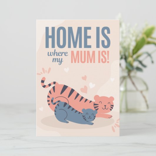 ブルーとピンクの我が家はママがいる場所 マザーズデー シーズンカード (スタンド正面)