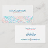 ブルーとピンクの抽象芸術ミニマル 名刺 (正面/裏面)