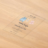 ブルーとピンクの水彩ジェンダーをテーマにしたアクリル招待状 アクリル招待状 (レイダウン)