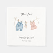 ブルーとピンクの水彩性別の表示 スタンダードカクテルナプキン (正面)