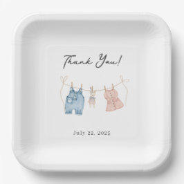 ブルーとピンクの水彩性別の表示 ペーパープレート