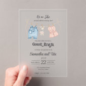 ブルーとピンクの水彩性別アクリル招待状 アクリル招待状 (インサイチュ (ポータブル))