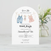 ブルーとピンクの水彩性別アーチ招待状 招待状 (スタンド正面)