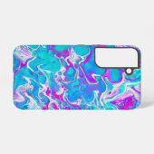 ブルーとピンクの液体大理石の携帯電話ケース SAMSUNG GALAXYケース (裏面横)