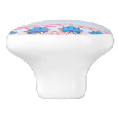 ブルーとピンクの美しい花のキャビネット セラミックノブ (側面)