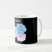 ブルーとピンクの花のエレガンス コーヒーマグカップ (正面右)