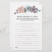 ブルーとピンクの花の結婚前お楽しみゲーム　思い出 (正面/裏面)