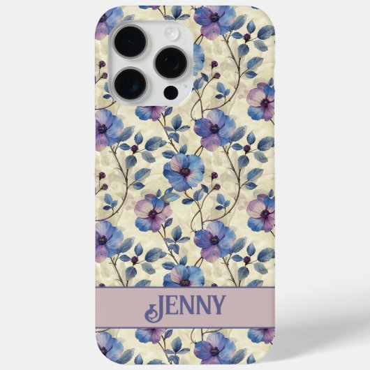 ブルーとピンクの花柄iPhoneケースカバー Case-Mate iPhoneケース (裏面)