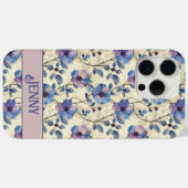 ブルーとピンクの花柄iPhoneケースカバー Case-Mate iPhoneケース (裏面 (横))