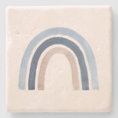 ブルーとピンクの虹のボヘミアンデザイン ストーンコースター (正面)