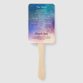 ブルーとピンクの銀河系結婚式 プログラム ハンドファン (裏面)