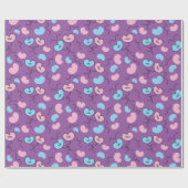 ブルーとピンクのMr. and Mrs. ウェディングバルーン シームレス ラッピングペーパー (フラット)