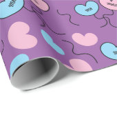 ブルーとピンクのMr. and Mrs. ウェディングバルーン シームレス ラッピングペーパー (ロールコーナー)