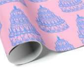 ブルーとピンクケーキのプリント包装紙 ラッピングペーパー (ロールコーナー)