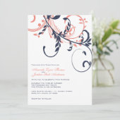 ブルーとピンクダブルフローラ結婚式招待状 招待状 (スタンド正面)