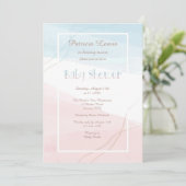 ブルーとピンク モダン 招待状 (スタンド正面)