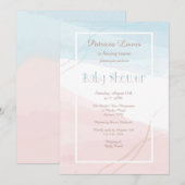 ブルーとピンク モダン 招待状 (正面/裏面)
