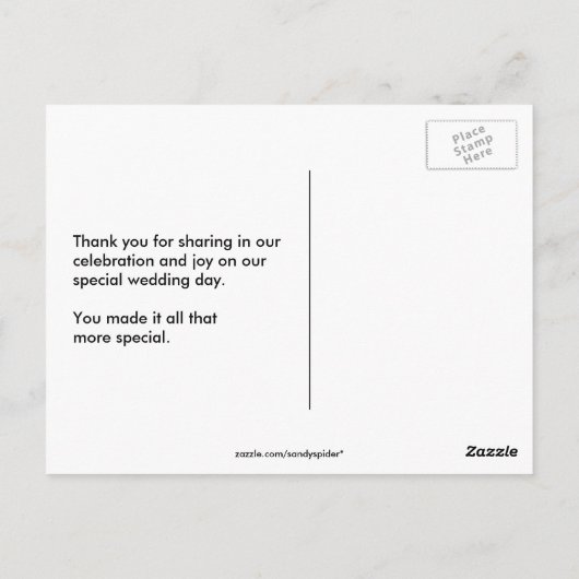 ブルーとフレームダイヤモンドカップルありがとうはがき ポストカード (裏面)