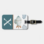 ブルーとブラウンのブリmpカラーブロックキッドのイニシャル ラゲッジタグ (正面横)