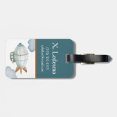 ブルーとブラウンのブリmpカラーブロックキッドのイニシャル ラゲッジタグ (裏面横)