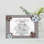 ブルーとブラウンのレディバグベビーのお知らせ 案内状 (スタンド正面)