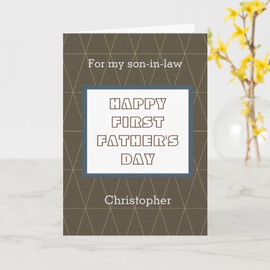 ブルーとブラウンの父の日の義理 カード (黄色い花)