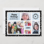 ブルーとブラックのクリスマス5枚写真 ホリデーシーズン シーズンカード (正面)