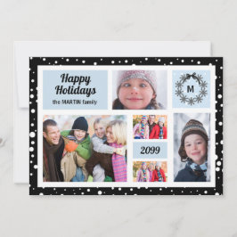 ブルーとブラックのクリスマス5枚写真 ホリデーシーズン シーズンカード