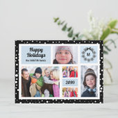 ブルーとブラックのクリスマス5枚写真 ホリデーシーズン シーズンカード (スタンド正面)