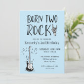 ブルーとブラック生まれの2ロックギター2歳の誕生日 招待状 (スタンド正面)