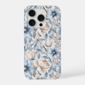 ブルーとブラッシュのボタニカル水彩 iPhoneケース (裏面)