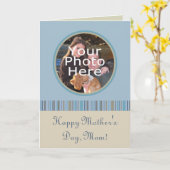 ブルーとベージュの写真フレーム 母の日カード カード (黄色い花)