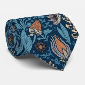 ブルーとベージュの美しいフローラ ネクタイ (ロール)